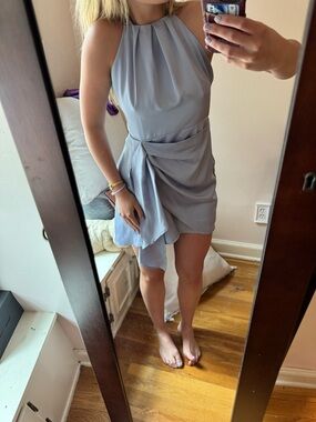 Strapless Light Gray Halter Mini Dress
